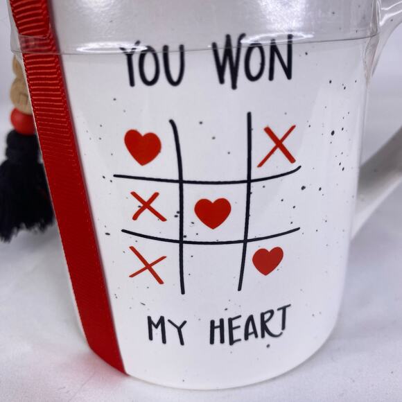 Tic Tac Toe Love Mug & Keychain Gift Set - You Won My Heart Valentines Gift NEW - Picture 2 of 7